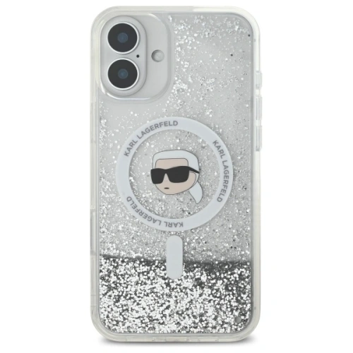 Buy Karl Lagerfeld KLHMP16MLGKISGH Apple iPhone 16 Plus hardcase Liquid Glitter Karl Head Magsafe transparent - KLD21803 - {ean13} - Home Screen Store Europe
