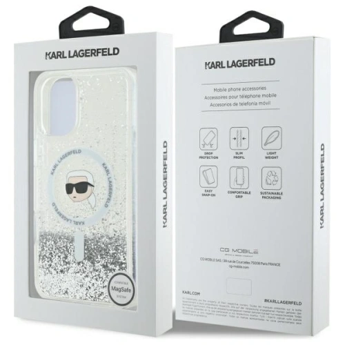 Buy Karl Lagerfeld KLHMP16MLGKISGH Apple iPhone 16 Plus hardcase Liquid Glitter Karl Head Magsafe transparent - KLD21803 - {ean13} - Home Screen Store Europe