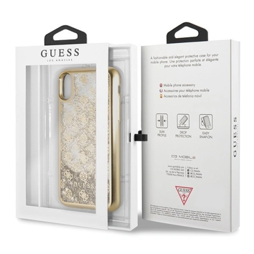 Kup Etui Guess GUHCPXPEOLGGO Apple iPhone X/XS zlatý/gold tvrdý kryt 4G Peony Liquid Glitter - GUE334GLD - {ean13} - Sklep Home Screen