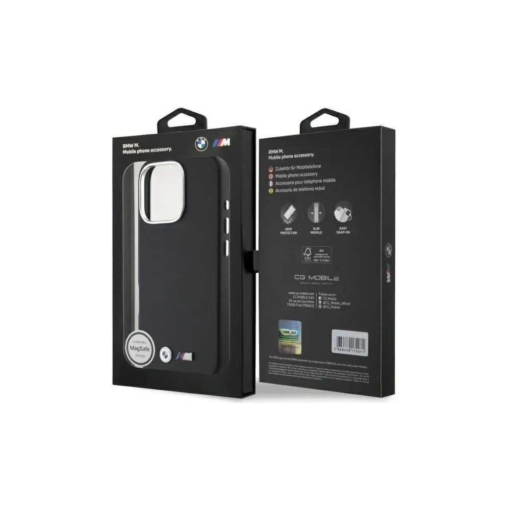 Etui BMW BMHMP16L23PMWK Apple iPhone 16 Pro hardcase M Smooth Full Wrapped Metal MagSafe czarny/black