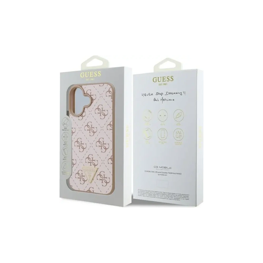 Etui Guess GUHCP16SPG4GPH Apple iPhone 16 hardcase New 4G Triangle biały/white