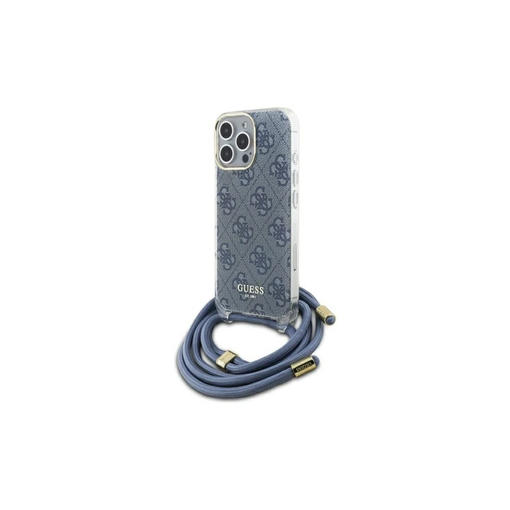Etui Guess GUHCP16XHC4SEB Apple iPhone 16 Pro Max hardcase Crossbody Cord 4G Print niebieski/blue