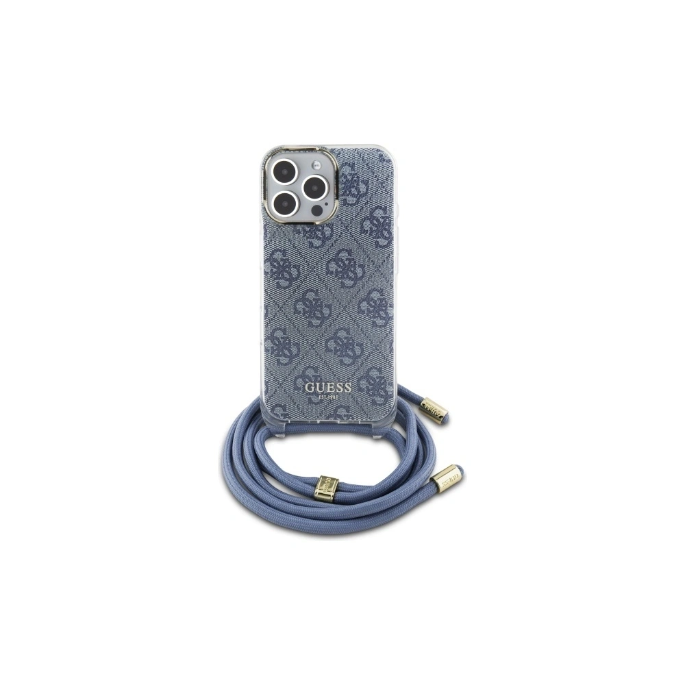 Etui Guess GUHCP16XHC4SEB Apple iPhone 16 Pro Max hardcase Crossbody Cord 4G Print niebieski/blue