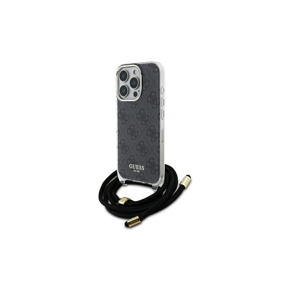 Etui Guess GUHCP16XHC4SEK Apple iPhone 16 Pro Max hardcase Crossbody Cord 4G Print czarny/black