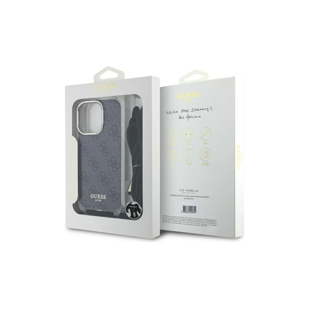 Etui Guess GUHCP16XHC4SEK Apple iPhone 16 Pro Max hardcase Crossbody Cord 4G Print czarny/black