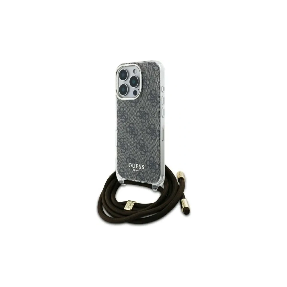 Etui Guess GUHCP16XHC4SEW Apple iPhone 16 Pro Max hardcase Crossbody Cord 4G Print brązowy/brown