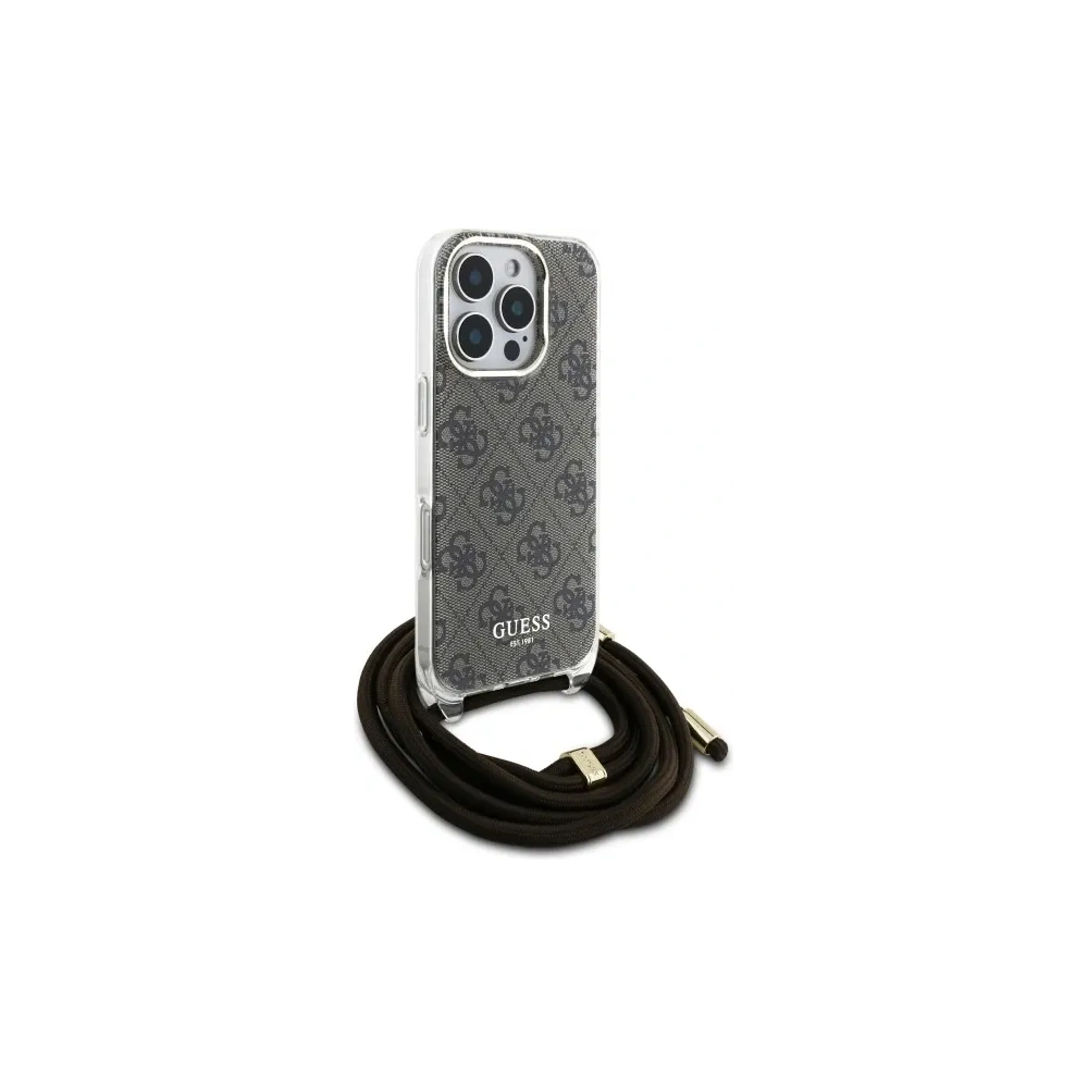 Etui Guess GUHCP16XHC4SEW Apple iPhone 16 Pro Max hardcase Crossbody Cord 4G Print brązowy/brown