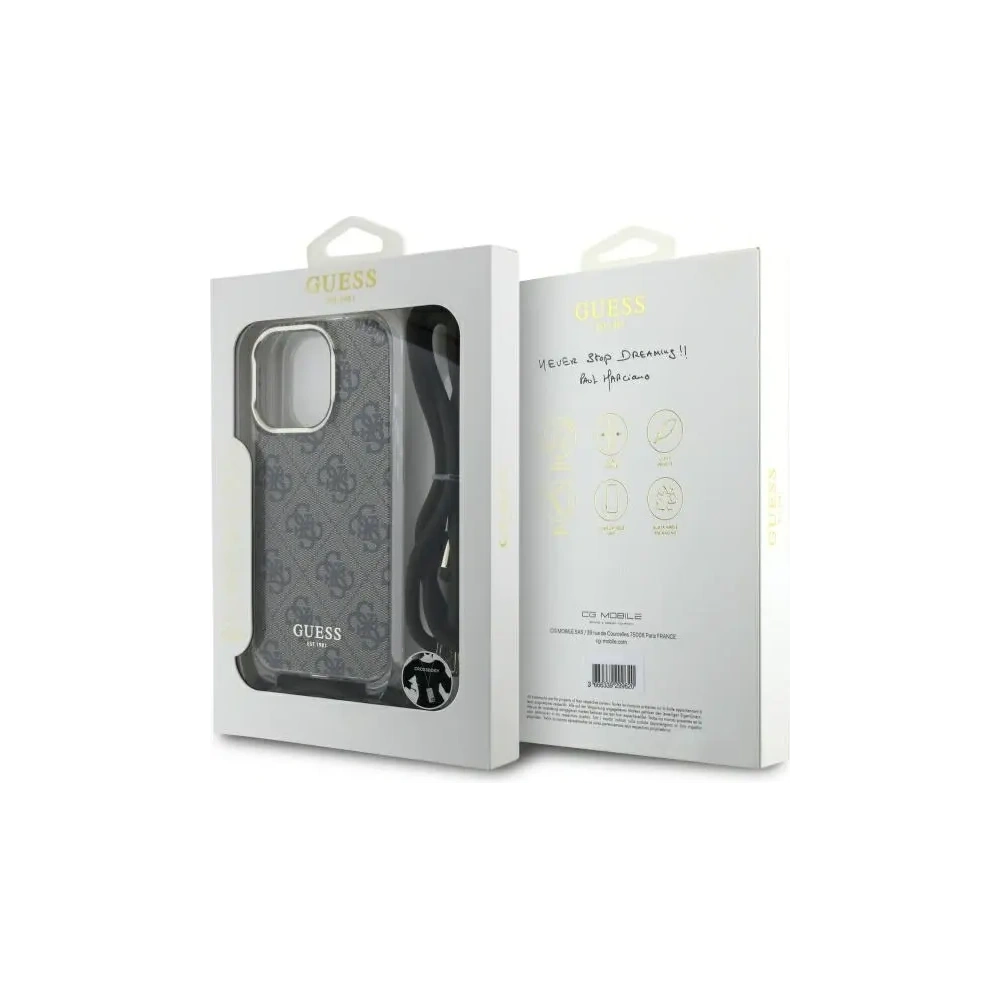 Etui Guess GUHCP16XHC4SEW Apple iPhone 16 Pro Max hardcase Crossbody Cord 4G Print brązowy/brown