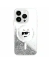 Karl Lagerfeld KLHMP16SLGCHSGH Apple iPhone 16 kemény tok Liquid Glitter Choupette Head Magsafe átlátszó