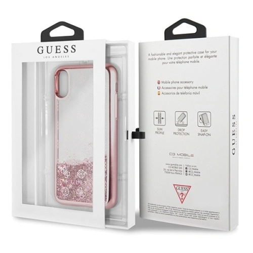 Kup Etui Guess GUHCPXPEOLGPI Apple iPhone X/XS růžový/pink hard case 4G Peony Liquid Glitter - GUE335PNK - {ean13} - Sklep Home Screen