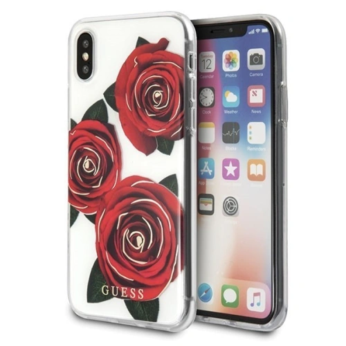 Kup Etui Guess GUHCPXROSTR Apple iPhone X transparent hard case Flower Desire red rose - GUE336CL - {ean13} - Sklep Home Screen