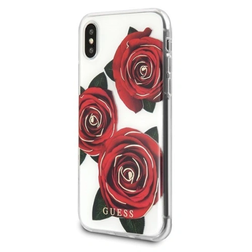 Kup Etui Guess GUHCPXROSTR pentru Apple iPhone X carcasă transparentă din plastic Floare Dorință trandafir roșu - GUE336CL - {ean13} - Sklep Home Screen
