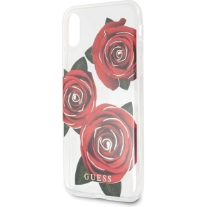 Guess GUHCPXROSTR iPhone X transparent hard case Flower Desire red rose