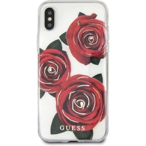 Guess GUHCPXROSTR iPhone X transparent hard case Flower Desire red rose