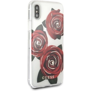 Guess GUHCPXROSTR iPhone X transparent hard case Flower Desire red rose