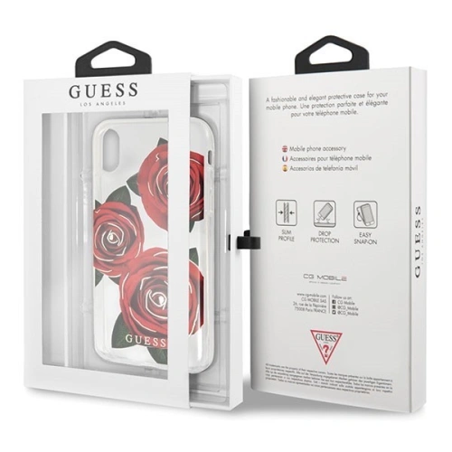 Kup Etui Guess GUHCPXROSTR Apple iPhone X transparent hard case Flower Desire red rose - GUE336CL - {ean13} - Sklep Home Screen