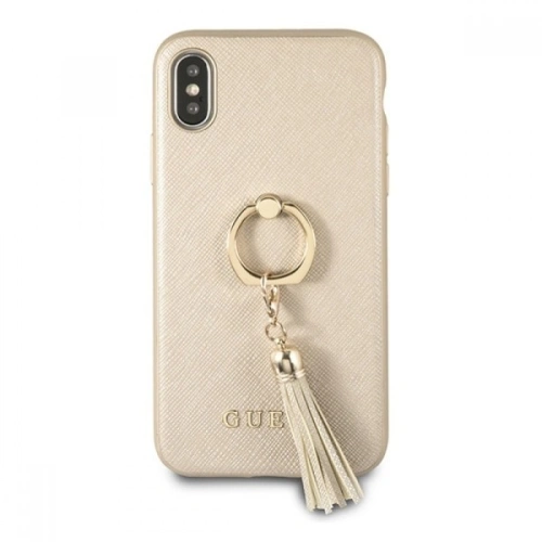Kup Etui Guess GUHCPXRSSABE Apple iPhone X/XS beige/beżowy hard case Saffiano with ring stand - GUE337BEI - {ean13} - Sklep Home Screen
