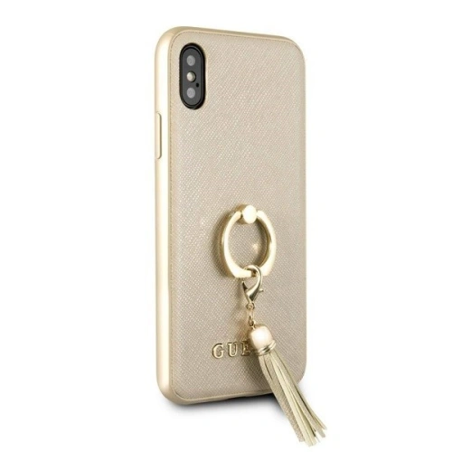 Kup Etui Guess GUHCPXRSSABE Apple iPhone X/XS beige/beżowy hard case Saffiano with ring stand - GUE337BEI - {ean13} - Sklep Home Screen