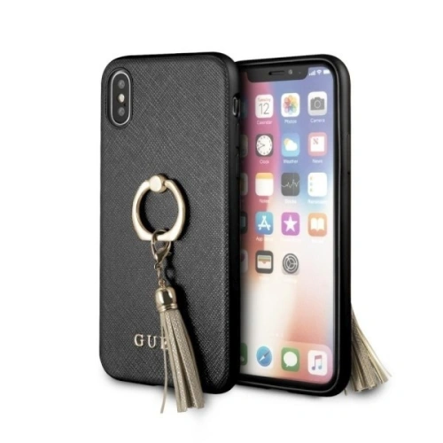Kup Etui Guess GUHCPXRSSABK Apple iPhone X/XS černé/hard case Saffiano s držákem na prsty - GUE338BLK - {ean13} - Sklep Home Screen