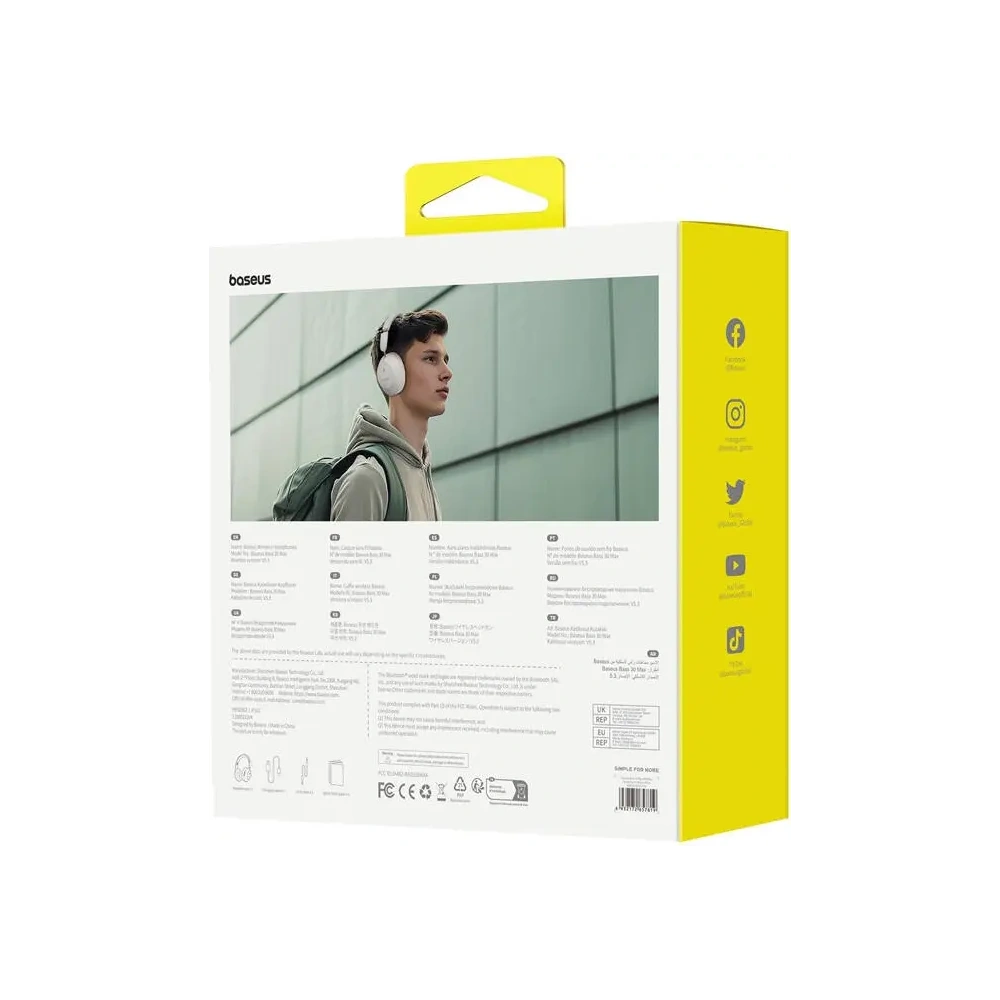 Bezprzewodowe słuchawki nauszne Baseus Boss 30 Max ENC Bluetooth 5.3 (biały)