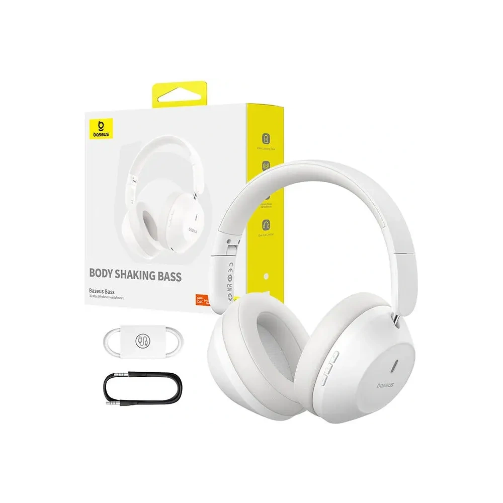 Bezprzewodowe słuchawki nauszne Baseus Boss 30 Max ENC Bluetooth 5.3 (biały)