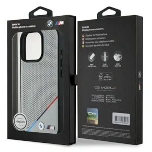 Buy BMW BMHMP16L23PUPDG Apple iPhone 16 Pro hardcase M Perforated Tricolor Line MagSafe grey - BMW694 - {ean13} - Home Screen Store Europe