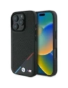 Etui BMW BMHMP16L23PUPDK Apple iPhone 16 Pro hardcase M Perforated Tricolor Line MagSafe černý/black