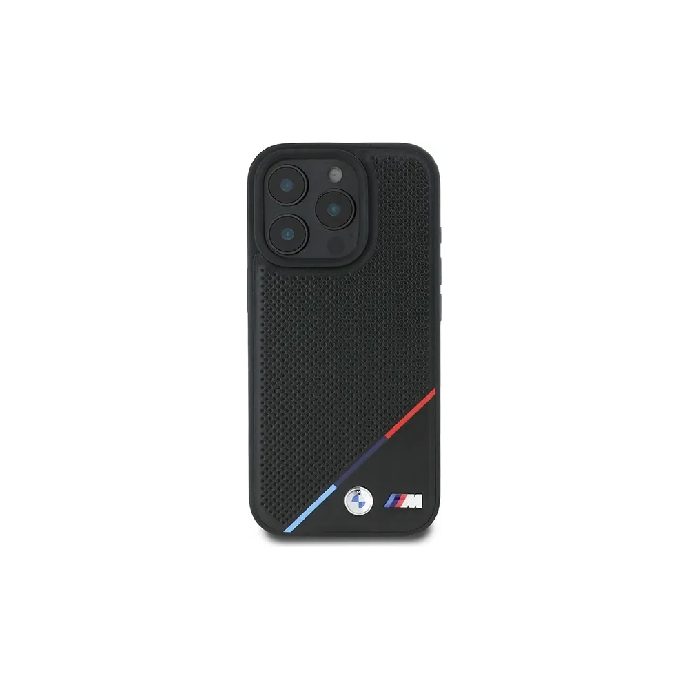 Etui BMW BMHMP16L23PUPDK Apple iPhone 16 Pro hardcase M Perforated Tricolor Line MagSafe czarny/black