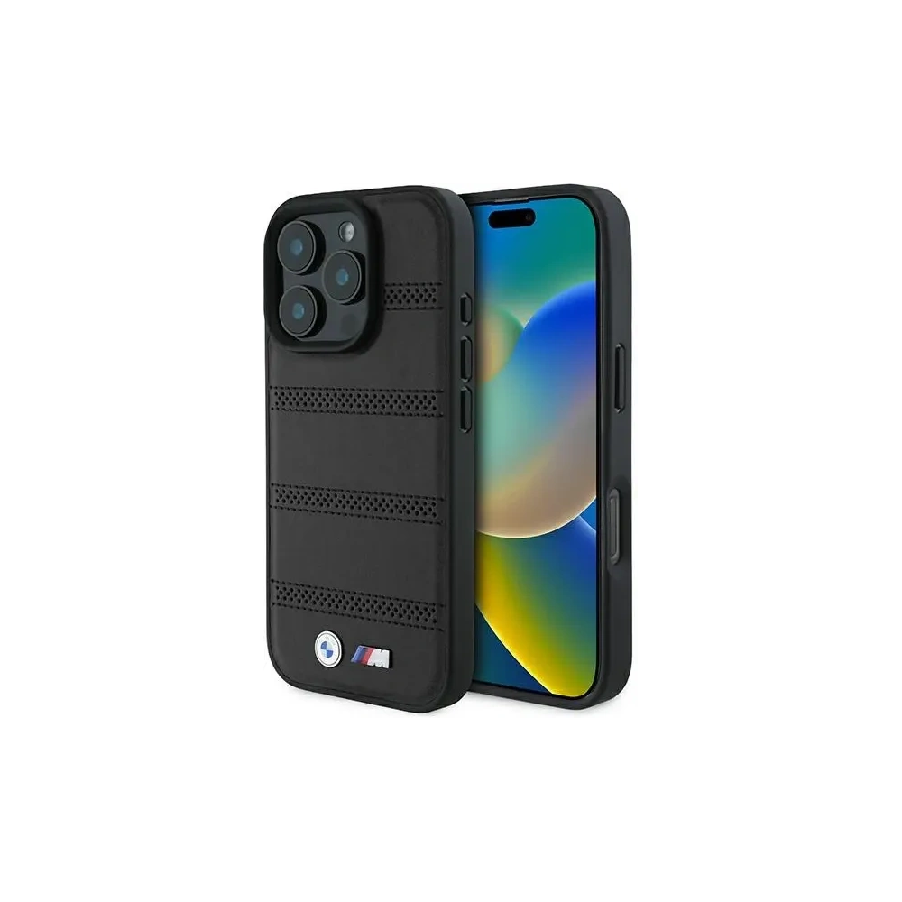 Etui BMW BMHMP16L23PUSPK Apple iPhone 16 Pro hardcase M Perforated And Stitched Line MagSafe czarny/black