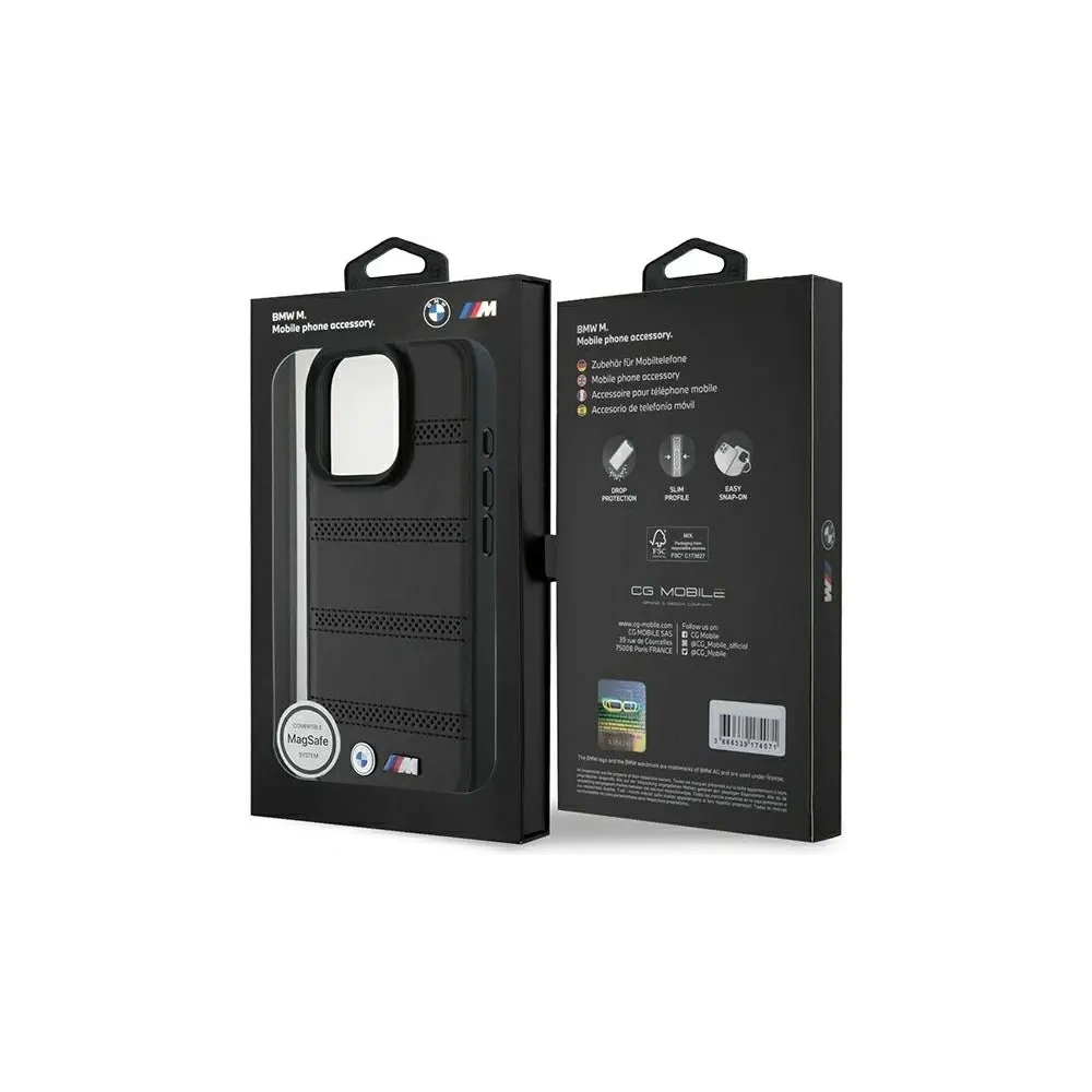 Etui BMW BMHMP16L23PUSPK Apple iPhone 16 Pro hardcase M Perforated And Stitched Line MagSafe czarny/black