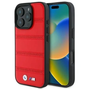 Buy BMW BMHMP16L23PUSPR Apple iPhone 16 Pro hardcase M Perforated And Stitched Line MagSafe red - BMW697 - {ean13} - Home Screen Store Europe