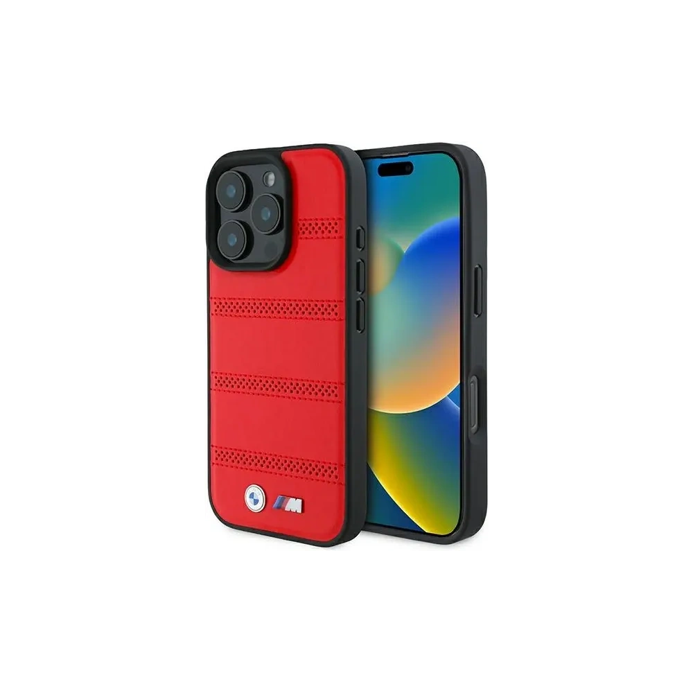 Etui BMW BMHMP16L23PUSPR Apple iPhone 16 Pro hardcase M Perforated And Stitched Line MagSafe czerwony/red