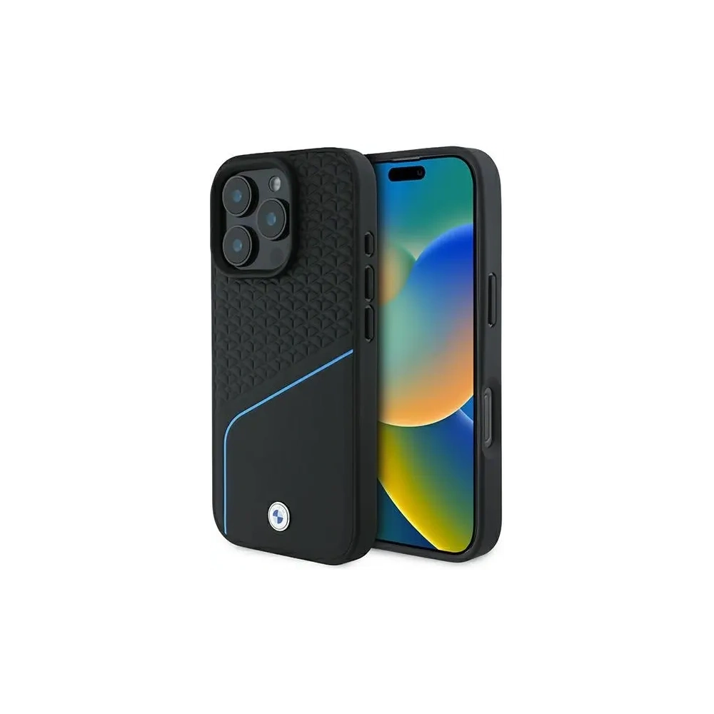 Etui BMW BMHMP16L23RDCLK Apple iPhone 16 Pro hardcase Sign Leather Textured And Line MagSafe czarny/black