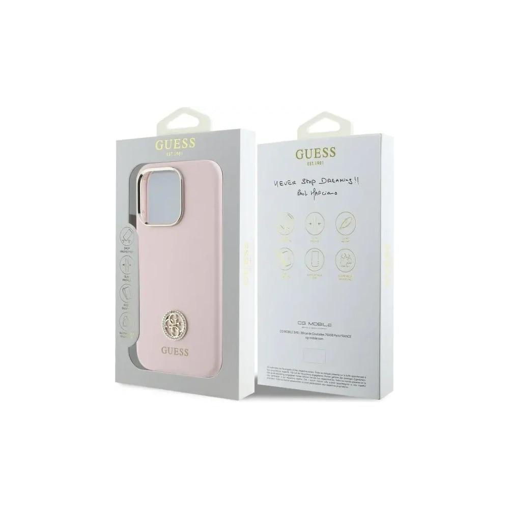 Etui Guess GUHCP16XM4DGPP Apple iPhone 16 Pro Max hardcase Silicone Logo Strass 4G jasnoróżowy/pink