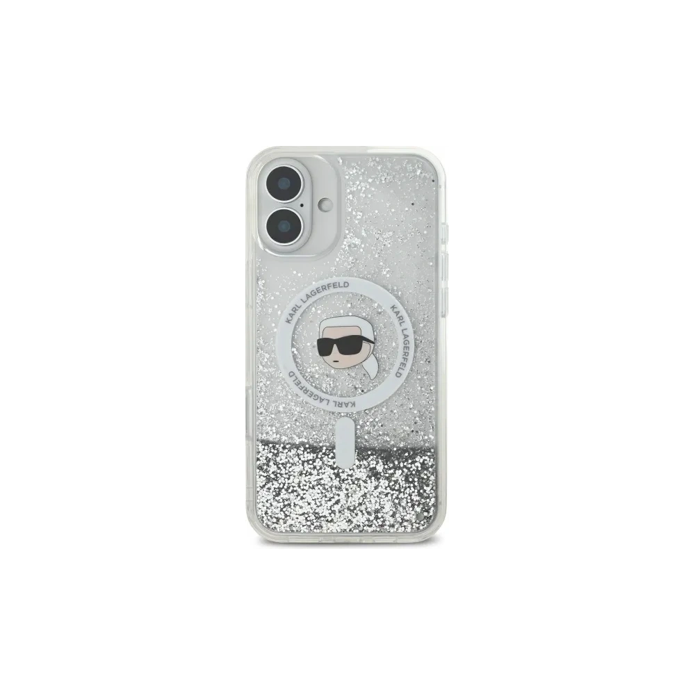 Etui Karl Lagerfeld KLHMP16SLGKISGH Apple iPhone 16 hardcase Liquid Glitter Karl Head MagSafe transparent