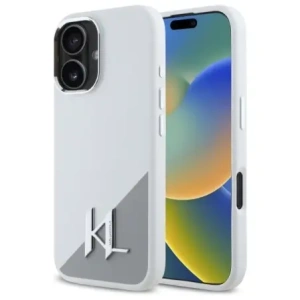 Buy Karl Lagerfeld KLHMP16SSCMKMPCH Apple iPhone 16 hardcase Silicone Initial Metal Logo MagSafe white - KLD21807 - {ean13} - Home Screen Store Europe