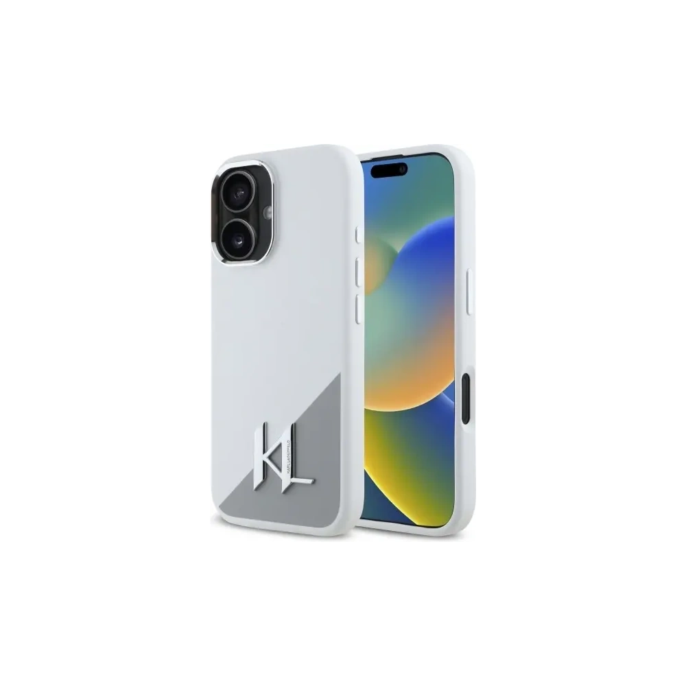 Etui Karl Lagerfeld KLHMP16SSCMKMPCH Apple iPhone 16 hardcase Silicone Initial Metal Logo MagSafe biały/white
