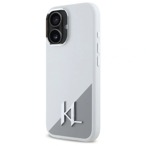 Buy Karl Lagerfeld KLHMP16SSCMKMPCH Apple iPhone 16 hardcase Silicone Initial Metal Logo MagSafe white - KLD21807 - {ean13} - Home Screen Store Europe
