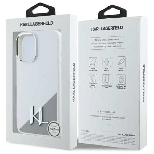 Kup Karl Lagerfeld KLHMP16SSCMKMPCH Apple iPhone 16 Hardcase Silikon Initial Metall-Logo MagSafe weiß - KLD21807 - {ean13} - Sklep Home Screen