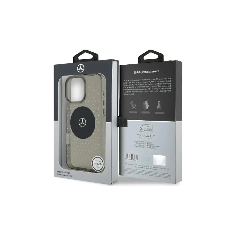 Etui Mercedes MEHMP16L23HCPK Apple iPhone 16 Pro hardcase MB Case Star Pattern MagSafe czarny/black