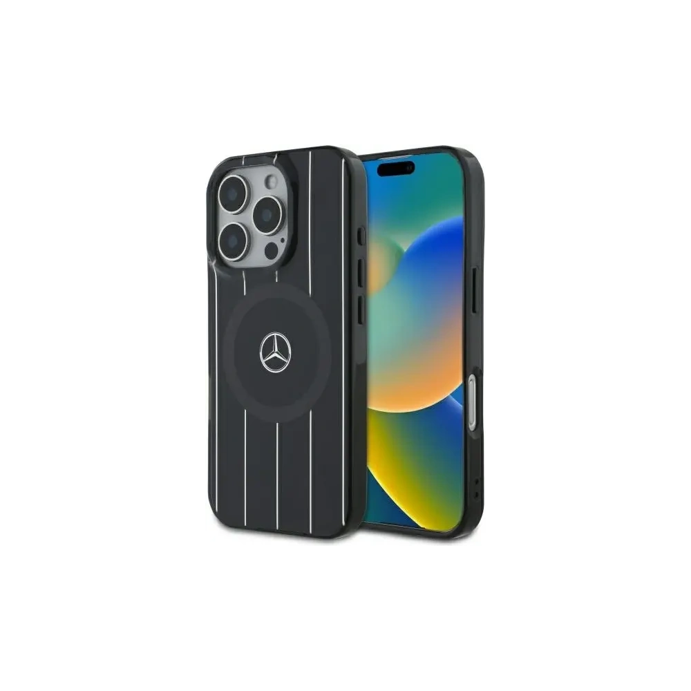 Etui Mercedes MEHMP16L23HRSK Apple iPhone 16 Pro hardcase MB Double Layer Crossed Lines MagSafe czarny/black