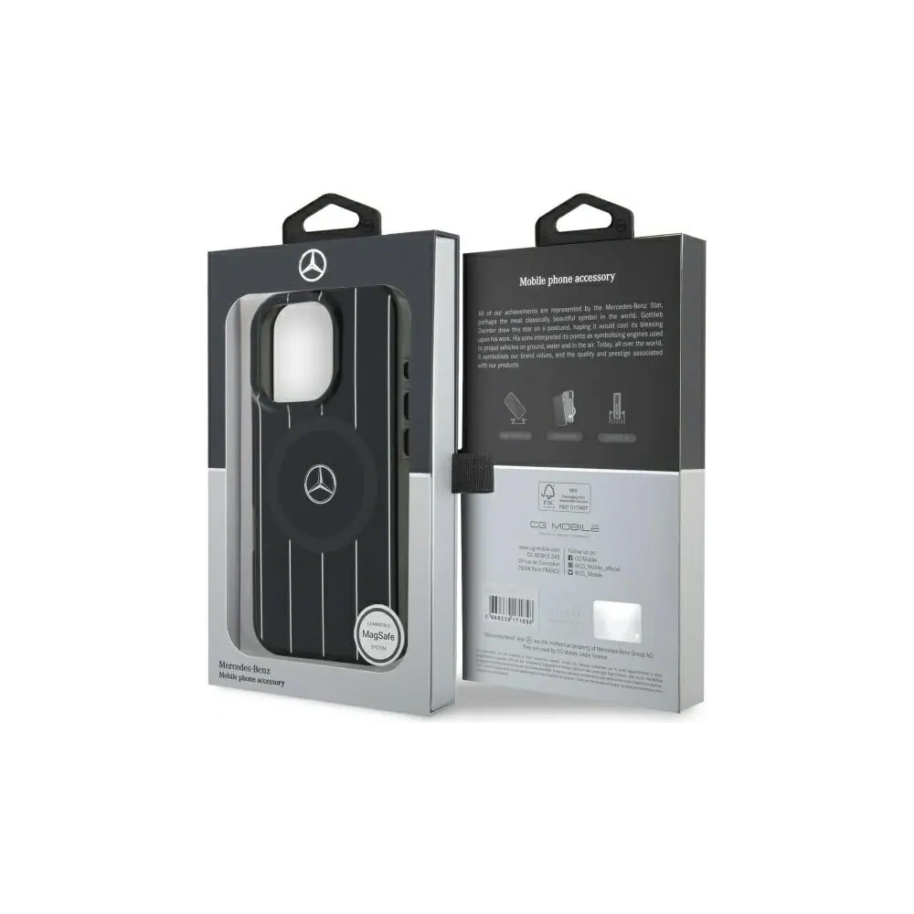 Etui Mercedes MEHMP16L23HRSK Apple iPhone 16 Pro hardcase MB Double Layer Crossed Lines MagSafe czarny/black