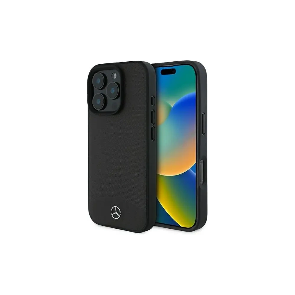 Etui Mercedes MEHMP16L23RBARK Apple iPhone 16 Pro hardcase Textured And Plain Leather MagSafe czarny/black