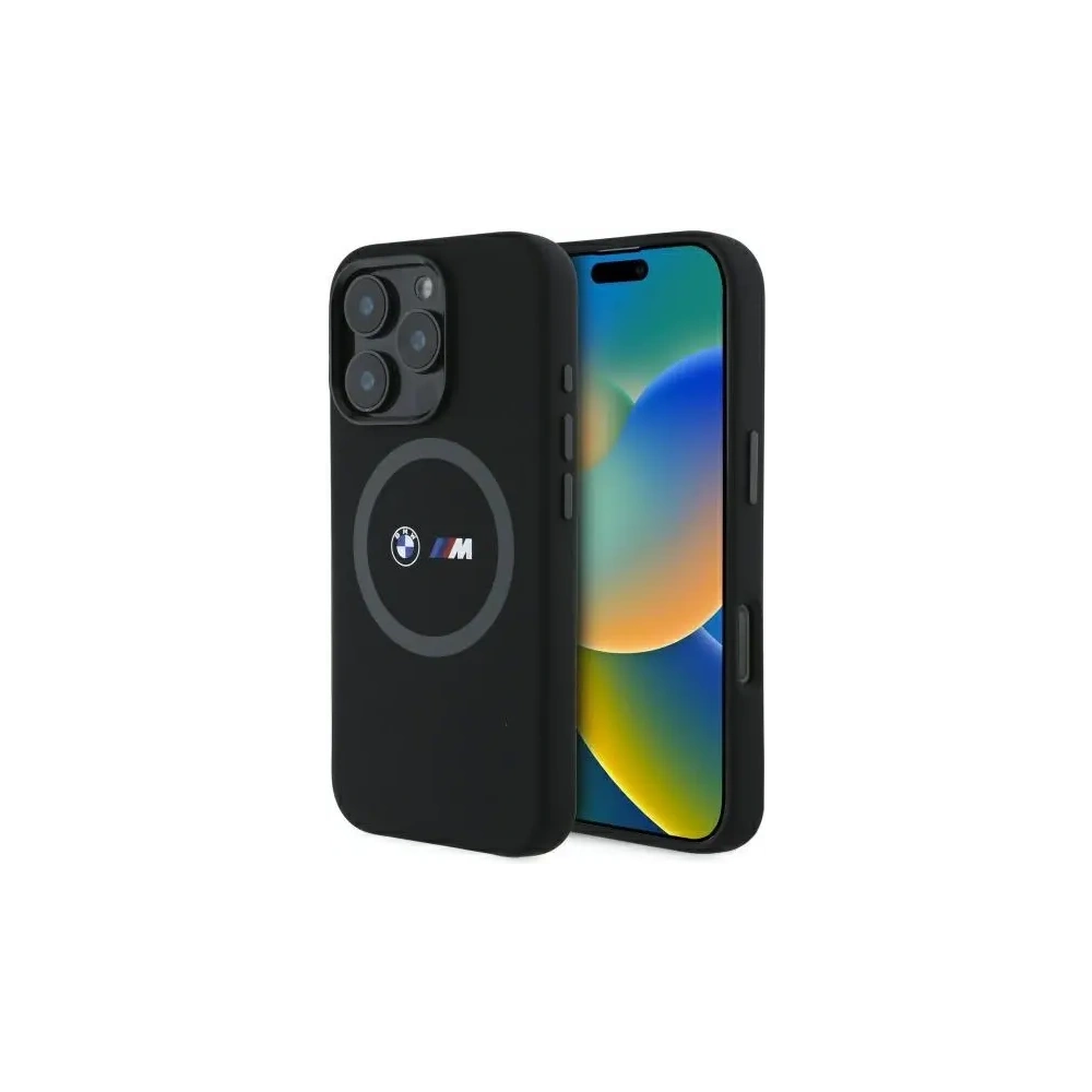 Etui BMW BMHMP16L23SROK Apple iPhone 16 Pro hardcase M Silicone Printed Ring MagSafe czarny/black