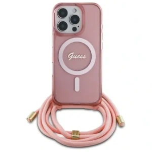 Buy Guess GUHMP16LHCTSGNSP Apple iPhone 16 Pro hardcase Crossbody Cord Script MagSafe pink - GUE4117 - {ean13} - Home Screen Store Europe