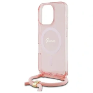 Buy Guess GUHMP16LHCTSGNSP Apple iPhone 16 Pro hardcase Crossbody Cord Script MagSafe pink - GUE4117 - {ean13} - Home Screen Store Europe
