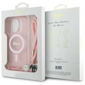 Kup Etui Guess GUHMP16LHCTSGNSP Apple iPhone 16 Pro hardcase Crossbody Cord Script MagSafe růžový/pink - GUE4117 - {ean13} - Sklep Home Screen