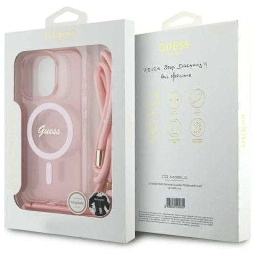 Buy Guess GUHMP16LHCTSGNSP Apple iPhone 16 Pro hardcase Crossbody Cord Script MagSafe pink - GUE4117 - {ean13} - Home Screen Store Europe
