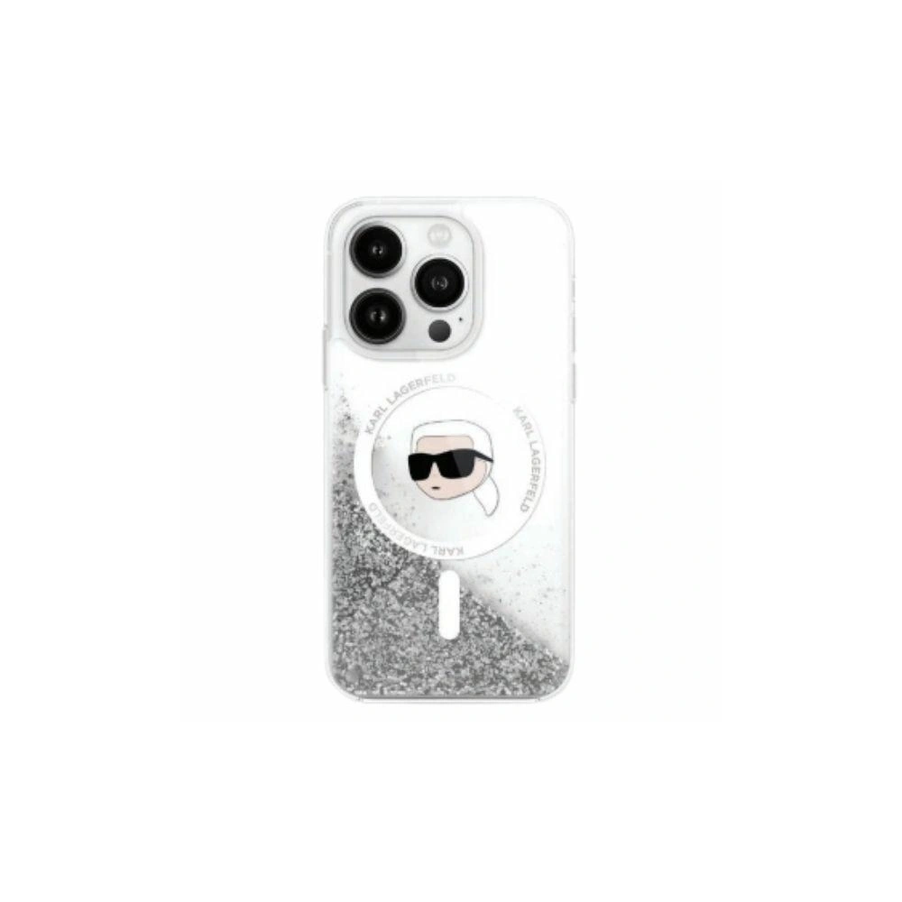 Etui Karl Lagerfeld KLHMP16XLGKISGH Apple iPhone 16 Pro Max hardcase Liquid Glitter Karl Head MagSafe transparent