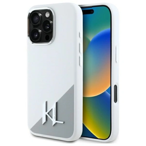 Kup Karl Lagerfeld KLHMP16XSCMKMPCH Apple iPhone 16 Pro Max Hardcase Silikon Initial Metall-Logo MagSafe weiß - KLD21811 - {ean13} - Sklep Home Screen